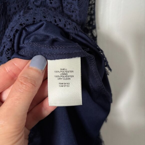 Eliza J Scallop Lace Navy Blue Fit and Flare Dress with Open Back Womens Size 0 - Picture 7 of 10